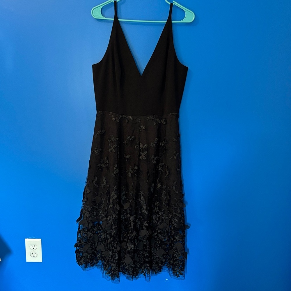 Dress the Population Black Dress with Floral Accents